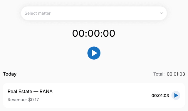 Time Tracking Mobile view